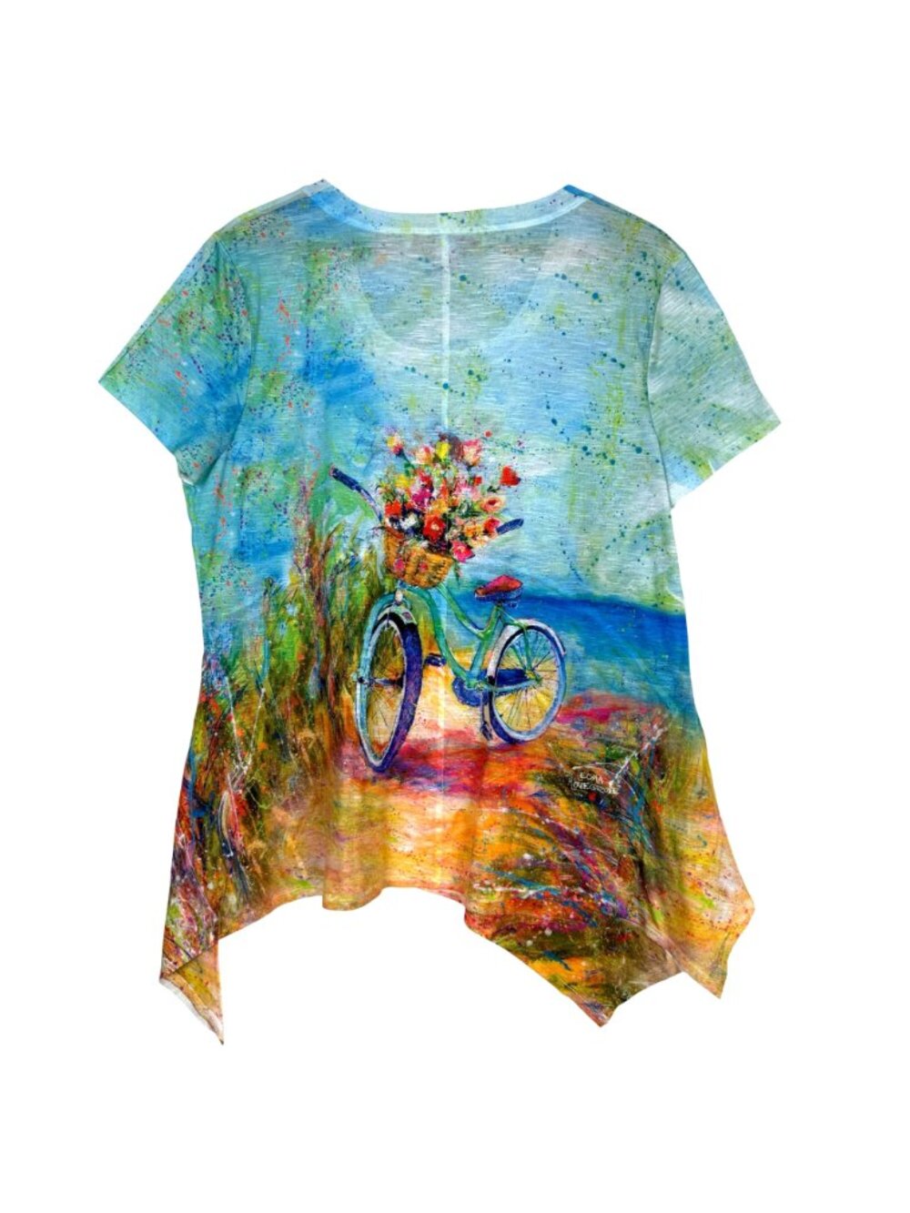 Leoma Lovegrove Women’s Artsy Short Sleeve Top Large Bike Beach Floral Colorful - Picture 7 of 10